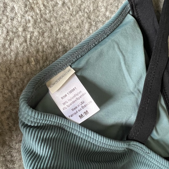 L*Space Teal and Black Ribbed Bikini Top and Bottom - Picture 3 of 5